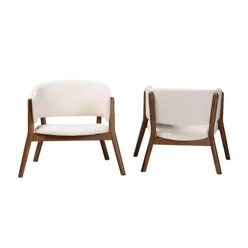 Lot de 2 chaises d'appoint Baron en tissu avec pieds évasés – Baxton Studio : Design Mid-Century, tissu bouclé