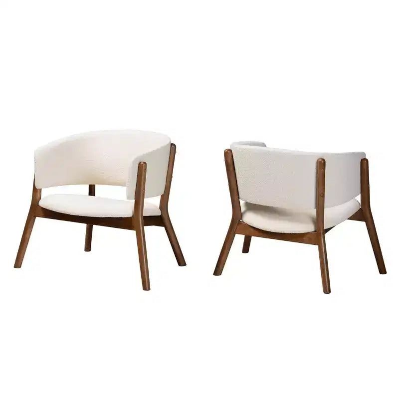 Lot de 2 chaises d'appoint Baron en tissu avec pieds évasés – Baxton Studio : Design Mid-Century, tissu bouclé