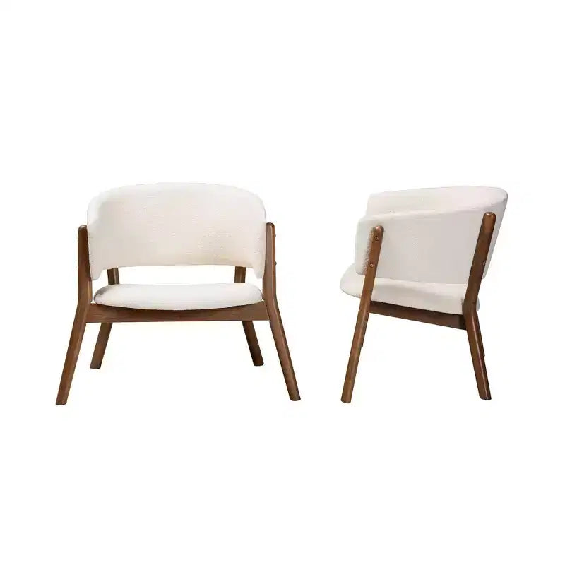 Lot de 2 chaises d'appoint Baron en tissu avec pieds évasés – Baxton Studio : Design Mid-Century, tissu bouclé