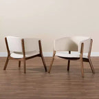 Lot de 2 chaises d'appoint Baron en tissu avec pieds évasés – Baxton Studio : Design Mid-Century, tissu bouclé