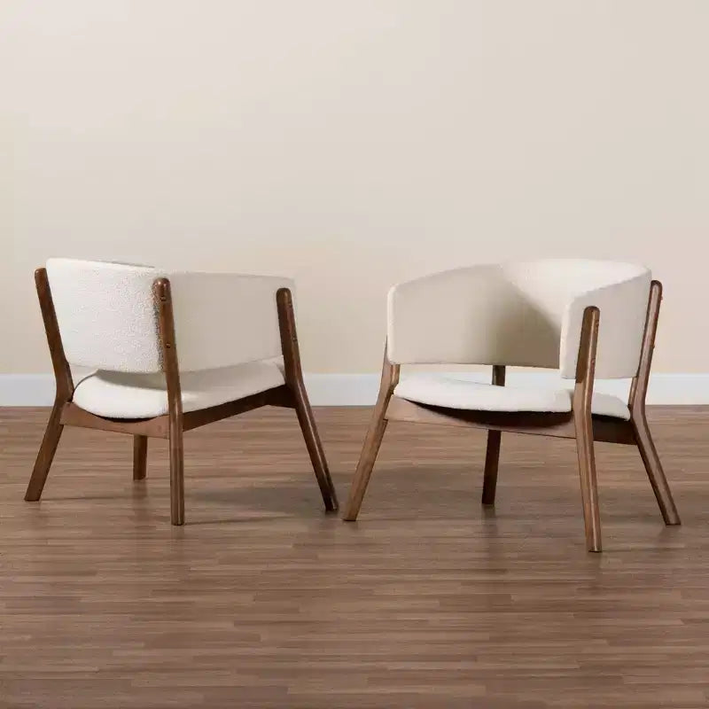 Lot de 2 chaises d'appoint Baron en tissu avec pieds évasés – Baxton Studio : Design Mid-Century, tissu bouclé