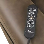MAISONS : Intérieur + Extérieur Fauteuil releveur électrique en similicuir Starbright avec chauffage zonal et extension de repose-pieds brevetée marron