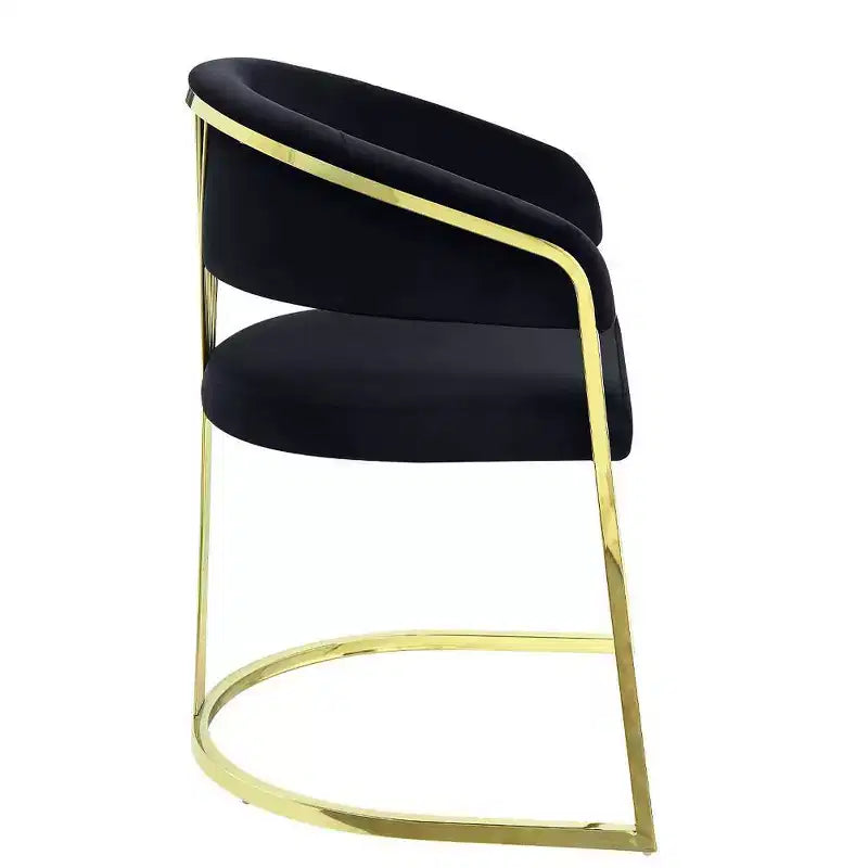 Fauteuil d'appoint Fallon 50,8 cm Velours noir/Or miroir - Acme Furniture : Aucun assemblage, cadre en acier inoxydable
