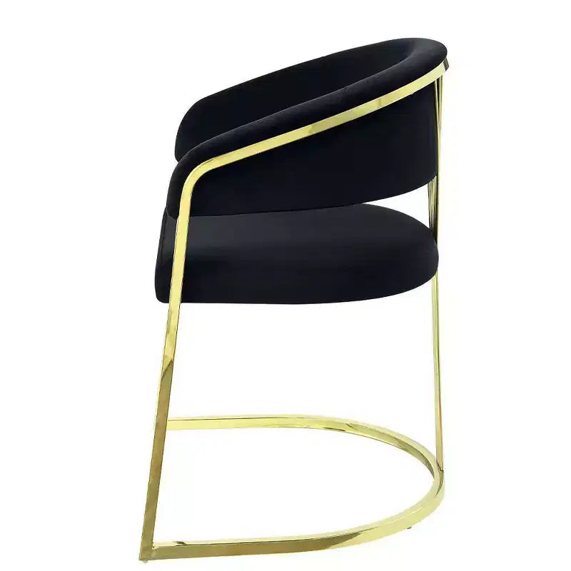 Fauteuil d'appoint Fallon 50,8 cm Velours noir/Or miroir - Acme Furniture : Aucun assemblage, cadre en acier inoxydable