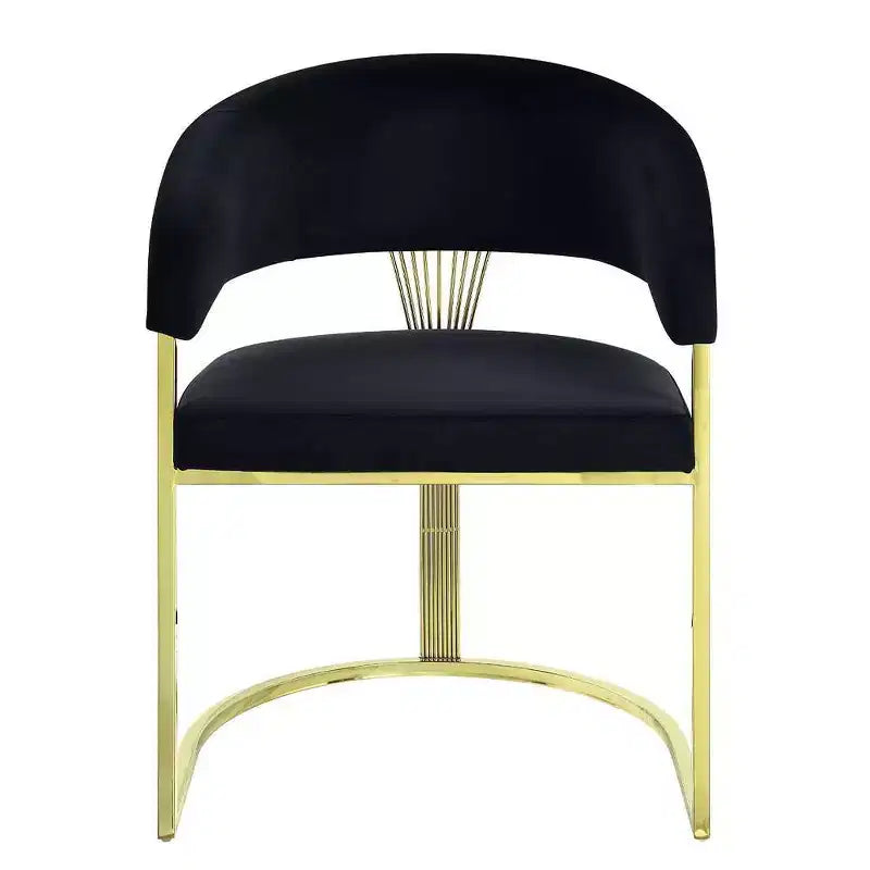 Fauteuil d'appoint Fallon 50,8 cm Velours noir/Or miroir - Acme Furniture : Aucun assemblage, cadre en acier inoxydable