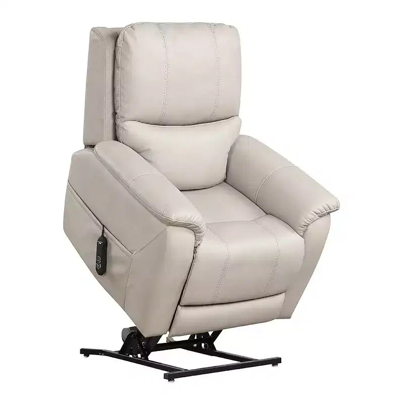 HOMES: Intérieur et Extérieur Fauteuil inclinable motorisé releveur en similicuir Moonrise avec système de têtière breveté Gris clair