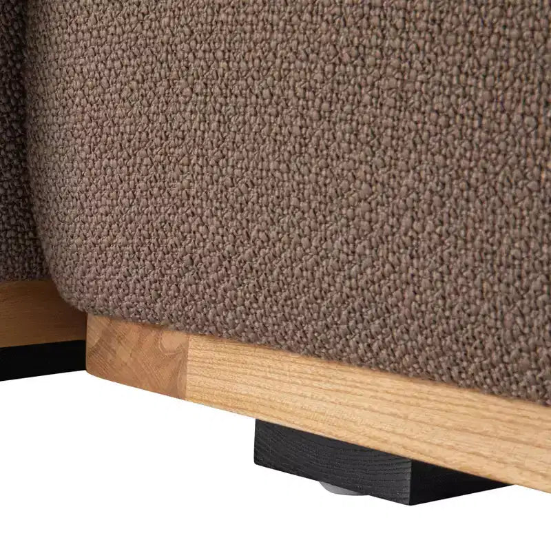 Canapé Storied Home avec méridienne beige : moderne en L, interchangeable, garniture en bois, marron champignon