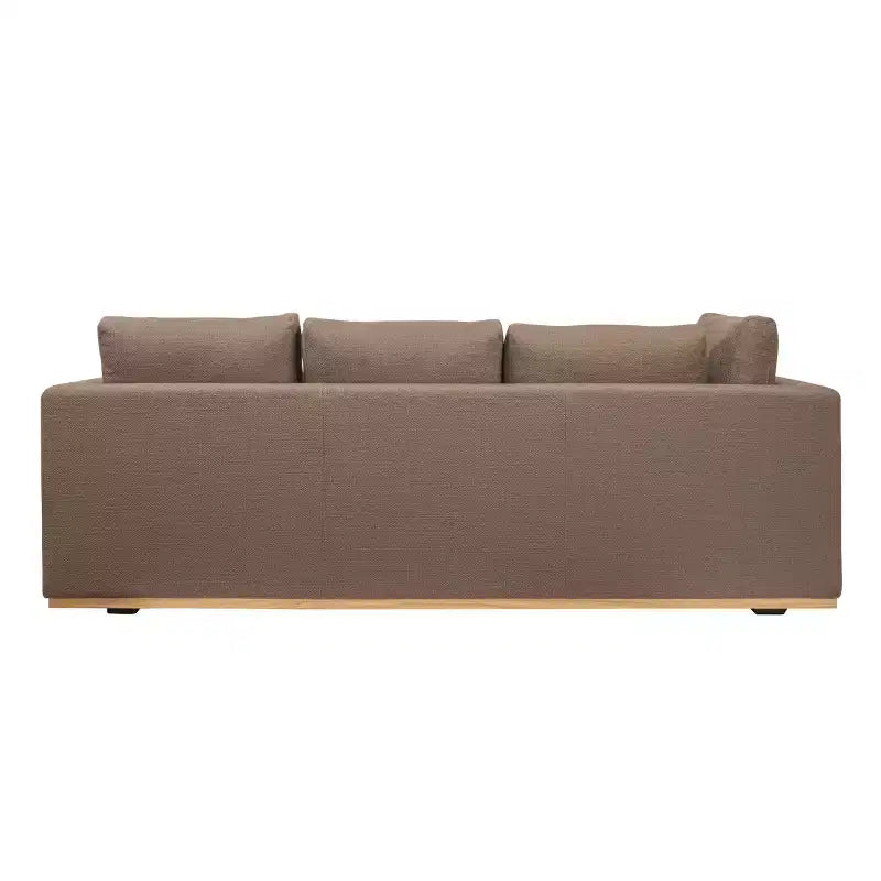 Canapé Storied Home avec méridienne beige : moderne en L, interchangeable, garniture en bois, marron champignon