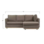 Canapé Storied Home avec méridienne beige : moderne en L, interchangeable, garniture en bois, marron champignon