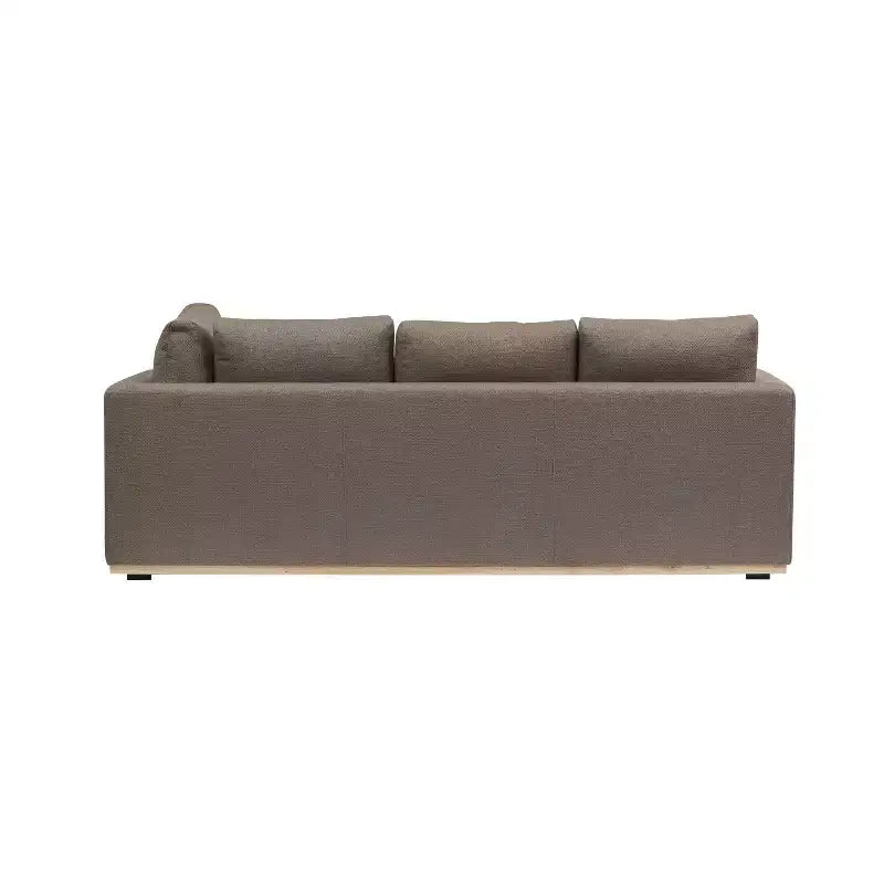 Canapé Storied Home avec méridienne beige : moderne en L, interchangeable, garniture en bois, marron champignon