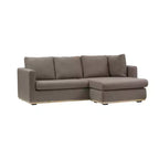 Canapé Storied Home avec méridienne beige : moderne en L, interchangeable, garniture en bois, marron champignon