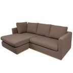 Canapé Storied Home avec méridienne beige : moderne en L, interchangeable, garniture en bois, marron champignon