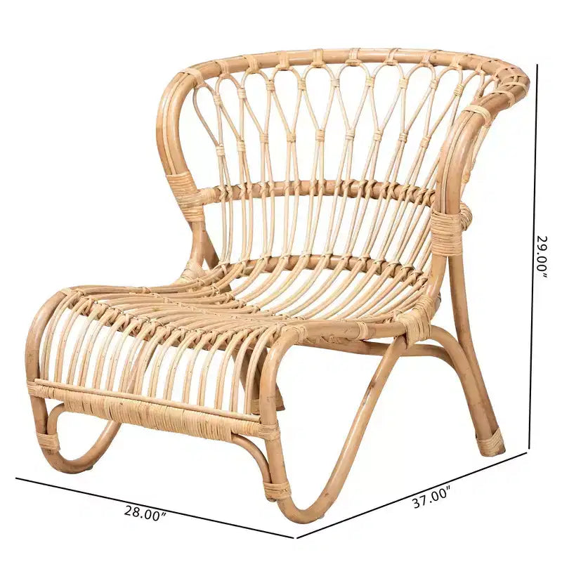 bali & pari Alaya Fauteuil d'appoint en rotin: Fabriqué à la main, Meuble d'intérieur, Sans repose-pieds