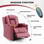 COMHOMA Fauteuil inclinable électrique avec massage et LED, en cuir PU, rouge