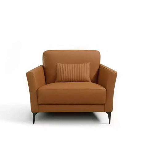 40" Tussio Accent Chair Saddle Tan Leather - Acme Furniture: Italian-Made, Bolster Cushions, Metal Legs, No Assembly Required