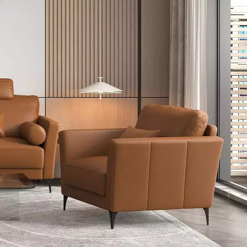 Fauteuil d'appoint Tussio 40" cuir marron havane - Acme Furniture : fabrication italienne, coussins traversins, pieds en métal, aucun assemblage requis