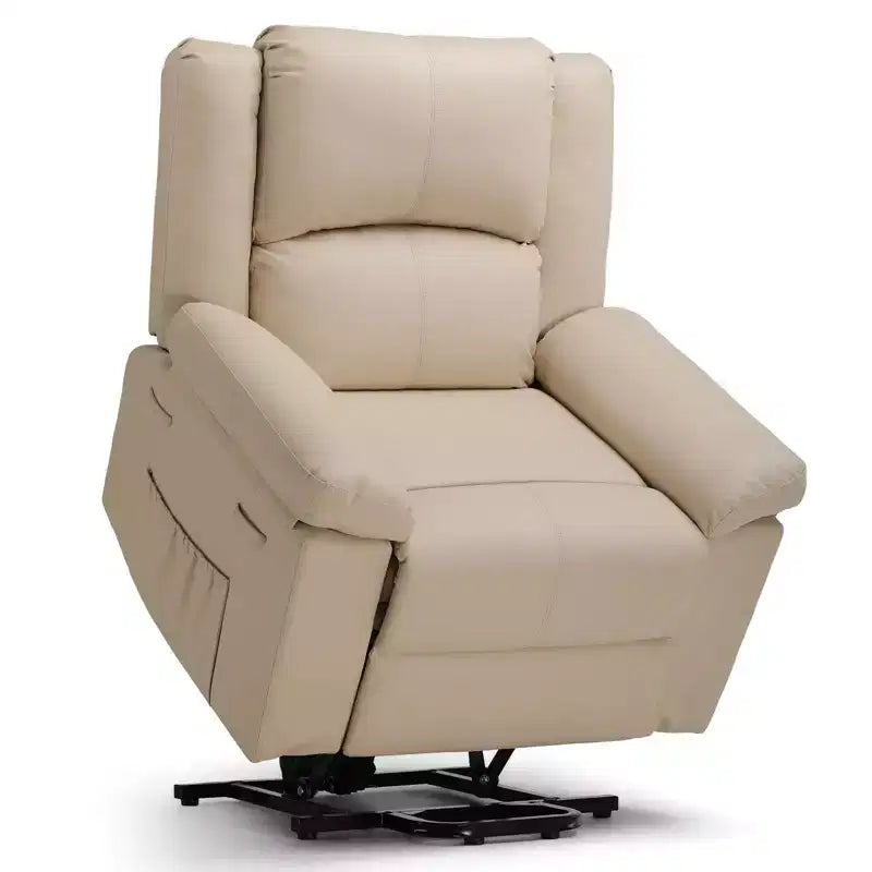 COMHOMA Massage Recliner Chair PU Leather Sofa Power Lift Chair Cream White
