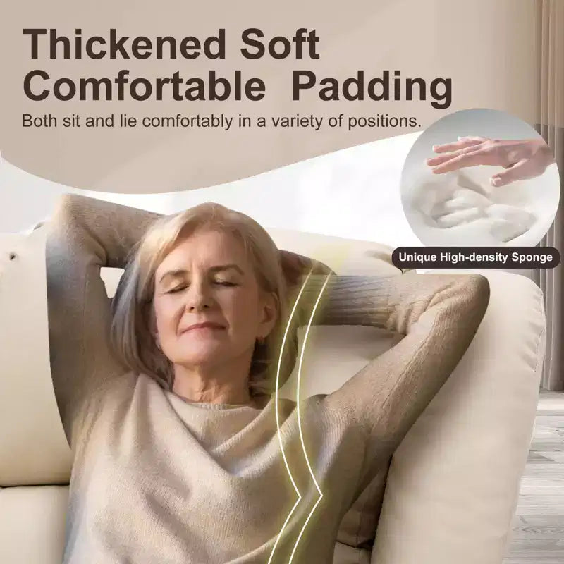 COMHOMA Fauteuil Inclinable de Massage en Similicuir avec Fonction Relevable Blanc Crème