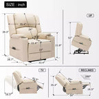 COMHOMA Fauteuil Inclinable de Massage en Similicuir avec Fonction Relevable Blanc Crème