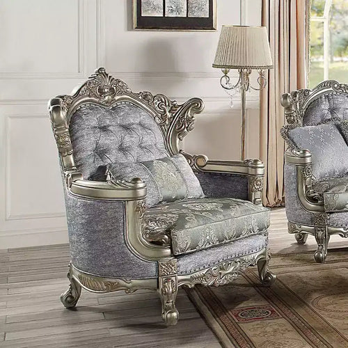 44.5" Miliani Accent Chair Fabric/Antique Bronze Finish - Acme Furniture