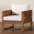 Fauteuil bali & pari Helina en herbe de mer et bois d'acacia, marron clair blanchi