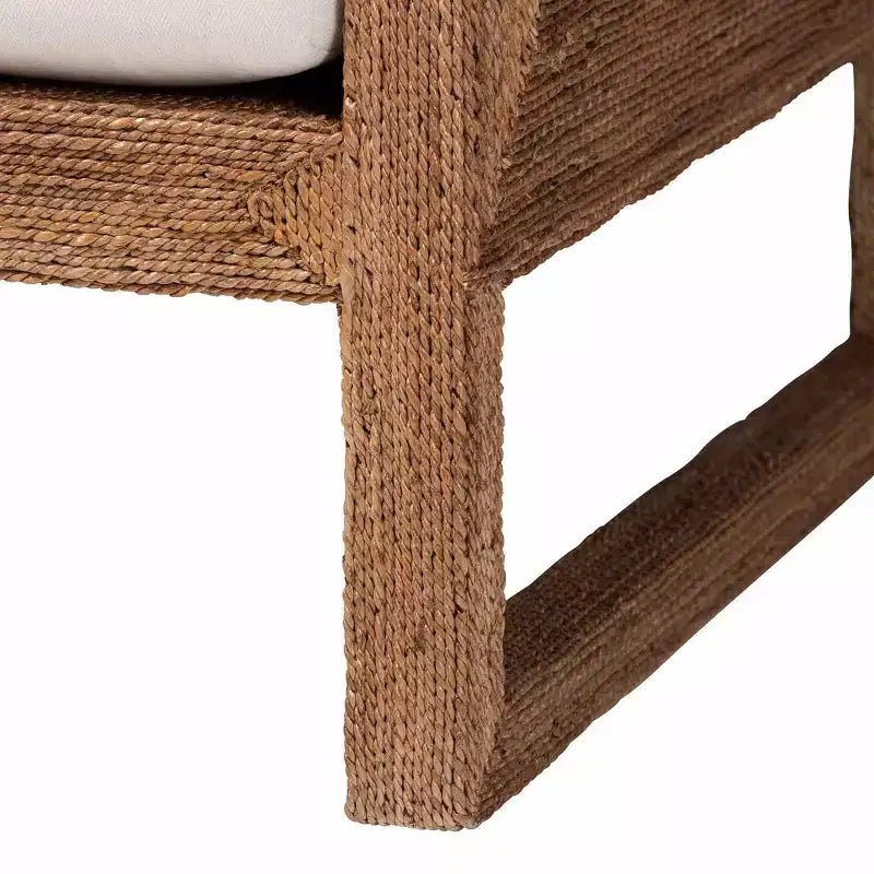 Fauteuil bali & pari Helina en herbe de mer et bois d'acacia, marron clair blanchi