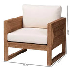 Fauteuil bali & pari Helina en herbe de mer et bois d'acacia, marron clair blanchi