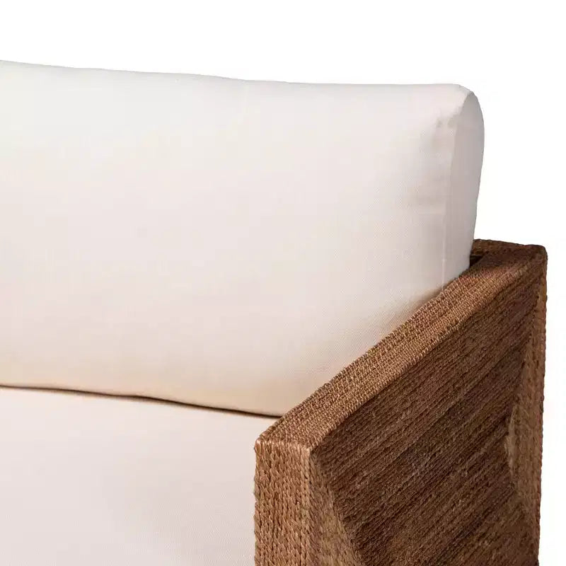 Fauteuil bali & pari Helina en herbe de mer et bois d'acacia, marron clair blanchi