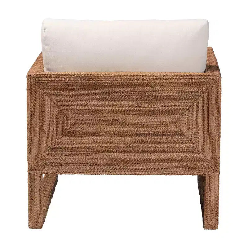Fauteuil bali & pari Helina en herbe de mer et bois d'acacia, marron clair blanchi