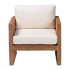 Fauteuil bali & pari Helina en herbe de mer et bois d'acacia, marron clair blanchi