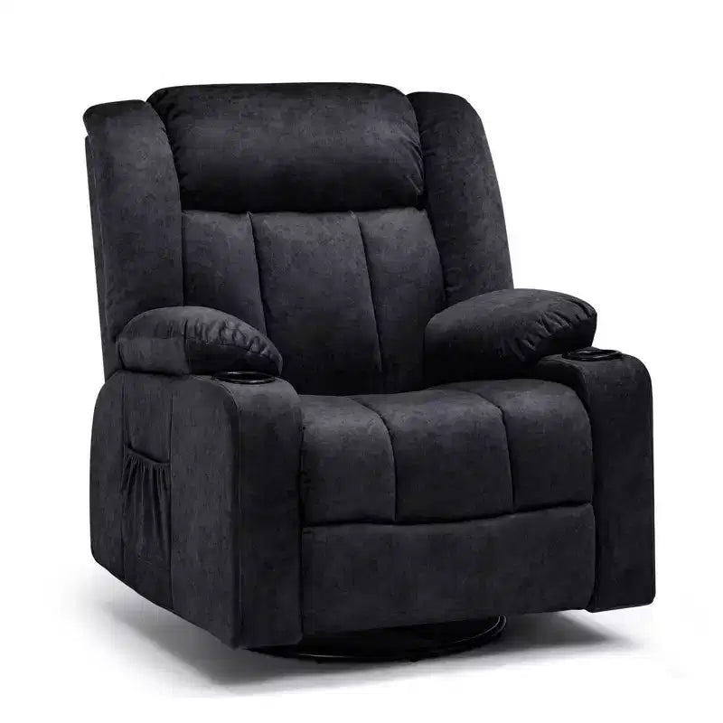 COMHOMA Massage Power Recliner Chair Heated Rocker 360 Swiveling Sofa Black