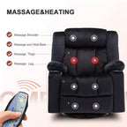 Fauteuil inclinable de massage électrique COMHOMA, chauffant, à bascule, pivotant à 360°, noir