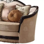Canapé Ernestine 190,5 cm Tissu Tan et Finition Noire - Acme Furniture : Causeuse Traditionnelle, Coussins Amovibles, 3 Coussins Décoratifs