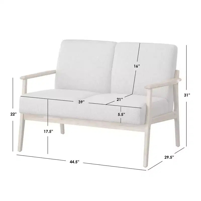 Causeuse Lifestorey Beaumont avec cadre en bois massif rembourré, couleur naturelle/beige
