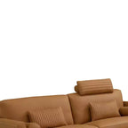 Canapé Tussio 84 po en cuir havane – Acme Furniture : Fabrication italienne, Coussins traversins, Pieds en métal, Cadre en bois