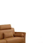 Canapé Tussio 84 po en cuir havane – Acme Furniture : Fabrication italienne, Coussins traversins, Pieds en métal, Cadre en bois