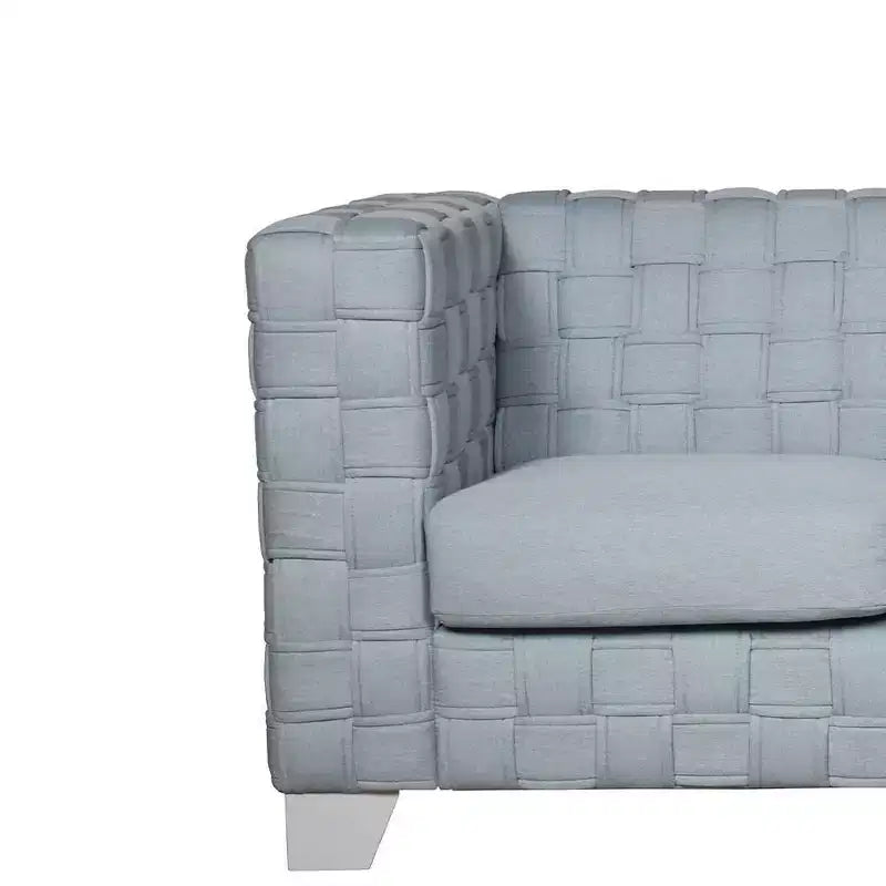 Canapé Saree Acme Furniture 63" en chenille sarcelle claire/finition blanche