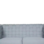 Canapé Saree Acme Furniture 63" en chenille sarcelle claire/finition blanche