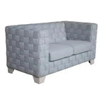 Canapé Saree Acme Furniture 63" en chenille sarcelle claire/finition blanche