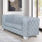 Canapé Saree Acme Furniture 63" en chenille sarcelle claire/finition blanche