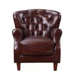 Fauteuil d'appoint Brancaster 30" Marron vintage/Aluminium - Acme Furniture : Revêtement en cuir, Capitonné, Aucun assemblage requis