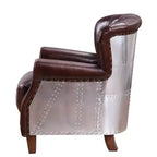 Fauteuil d'appoint Brancaster 30" Marron vintage/Aluminium - Acme Furniture : Revêtement en cuir, Capitonné, Aucun assemblage requis