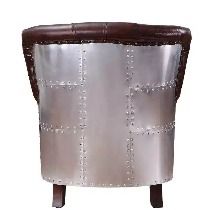 Fauteuil d'appoint Brancaster 30" Marron vintage/Aluminium - Acme Furniture : Revêtement en cuir, Capitonné, Aucun assemblage requis