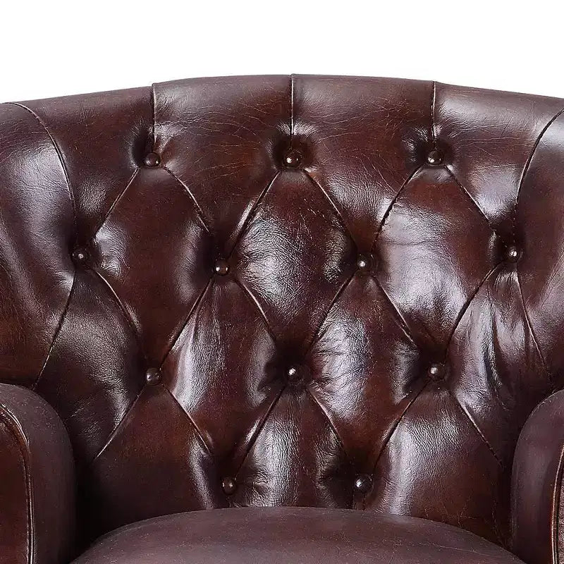 Fauteuil d'appoint Brancaster 30" Marron vintage/Aluminium - Acme Furniture : Revêtement en cuir, Capitonné, Aucun assemblage requis