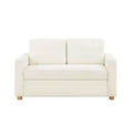 Serta Aurora Convertible Sofa Ivory Boucle: Lounger & Full Bed, Pocket Coils, Rubberwood Legs