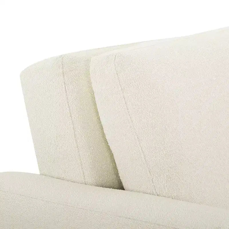 Canapé convertible Serta Aurora Boucle Ivoire : Chaise longue et grand lit, ressorts ensachés, pieds en bois d'hévéa