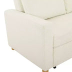 Canapé convertible Serta Aurora Boucle Ivoire : Chaise longue et grand lit, ressorts ensachés, pieds en bois d'hévéa