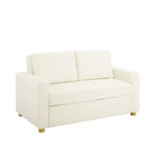 Canapé convertible Serta Aurora Boucle Ivoire : Chaise longue et grand lit, ressorts ensachés, pieds en bois d'hévéa