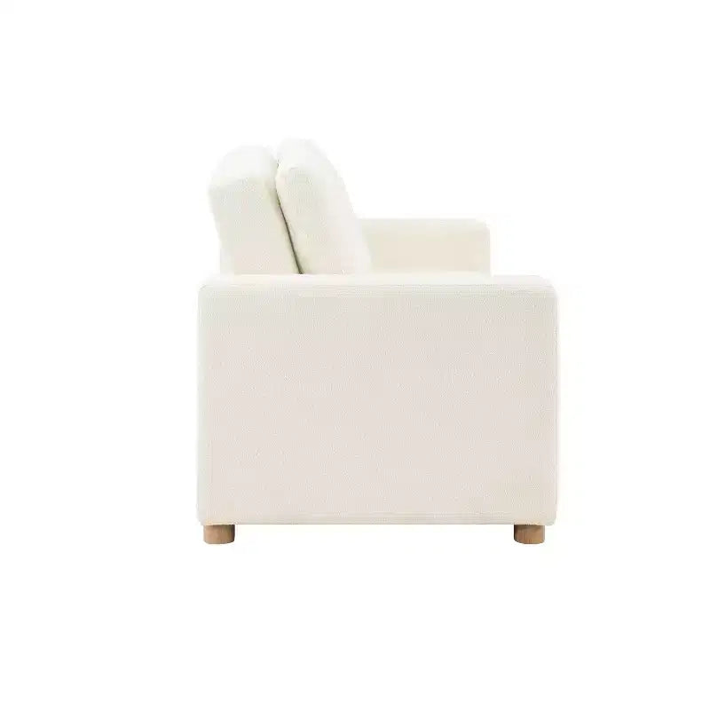 Canapé convertible Serta Aurora Boucle Ivoire : Chaise longue et grand lit, ressorts ensachés, pieds en bois d'hévéa