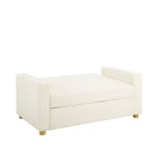 Canapé convertible Serta Aurora Boucle Ivoire : Chaise longue et grand lit, ressorts ensachés, pieds en bois d'hévéa